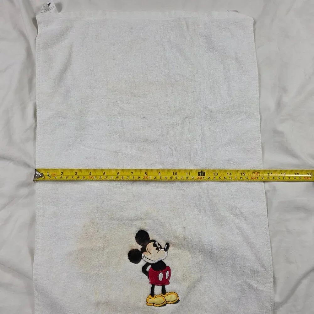 Vintage Walt Disney Mickey Mouse Retro White Cotton Hand Towel Embroidered